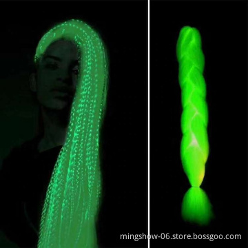 New product 100g 48 inch synthetic crochet  jumbo braiding hair hair glow in the dark hair